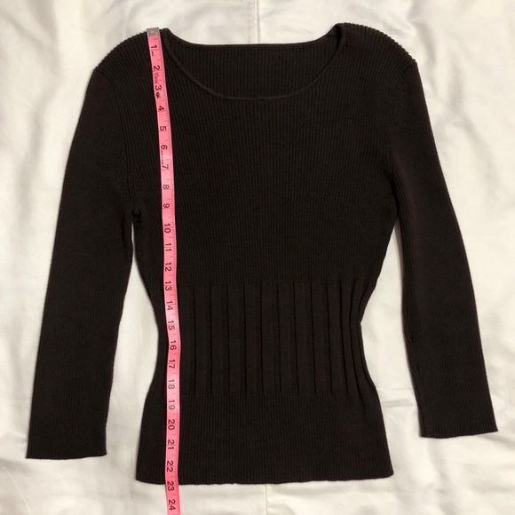 Ribbed Sweater for Women Crew Neck Brown Size Small - Picture 7 of 7